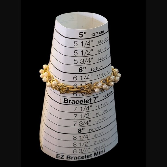 Vintage Richelieu Gold Tone Faux Pearl 6.5" Bracelet - Picture 11 of 11